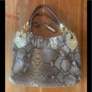 Cynthia Rowley leather tote shoulder bag, snakeskin look